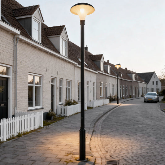 UFO Solar Street Light Waterproof Solar Powered Black LED Pole Lamp