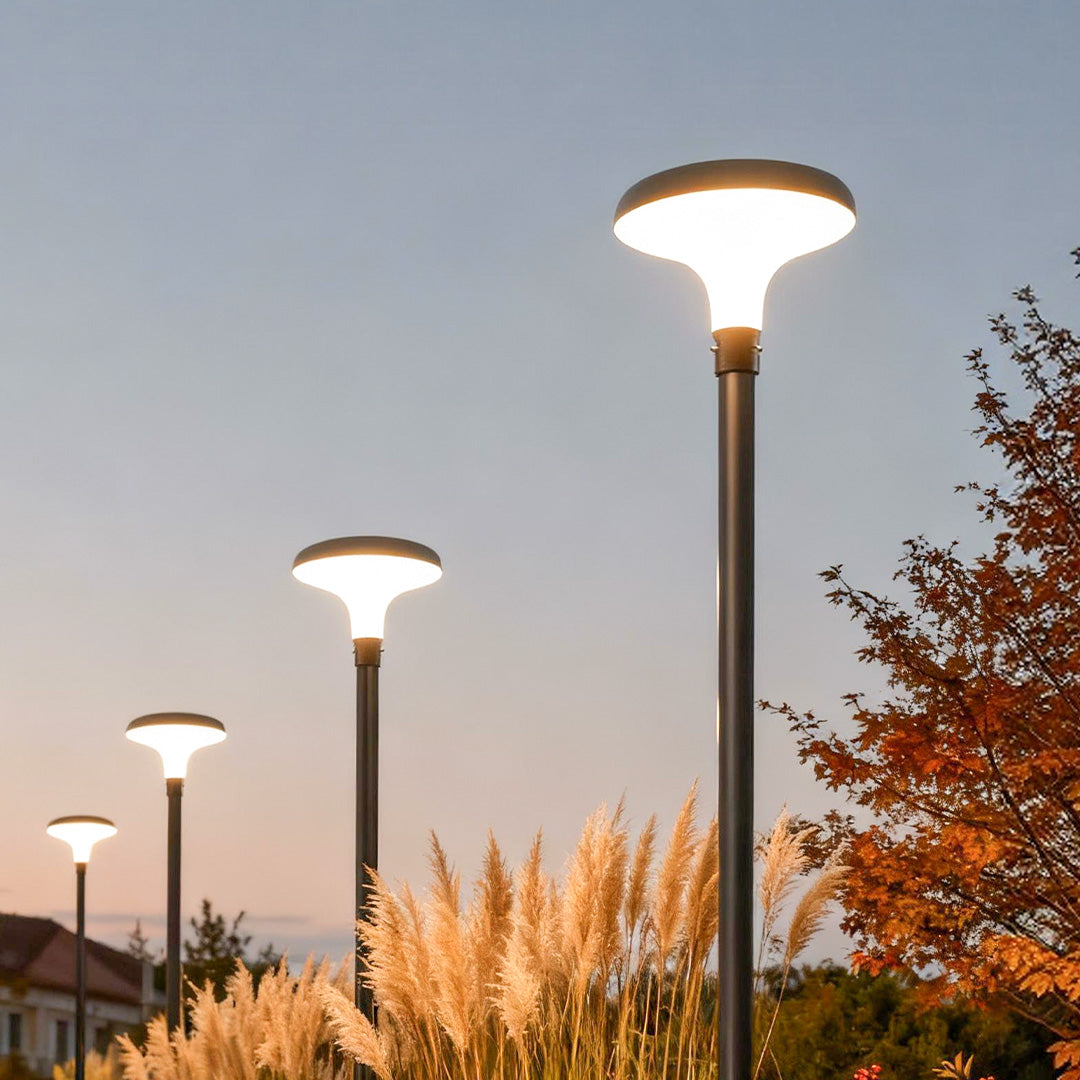 UFO Solar Street Light Waterproof Solar Powered Black LED Pole Lamp