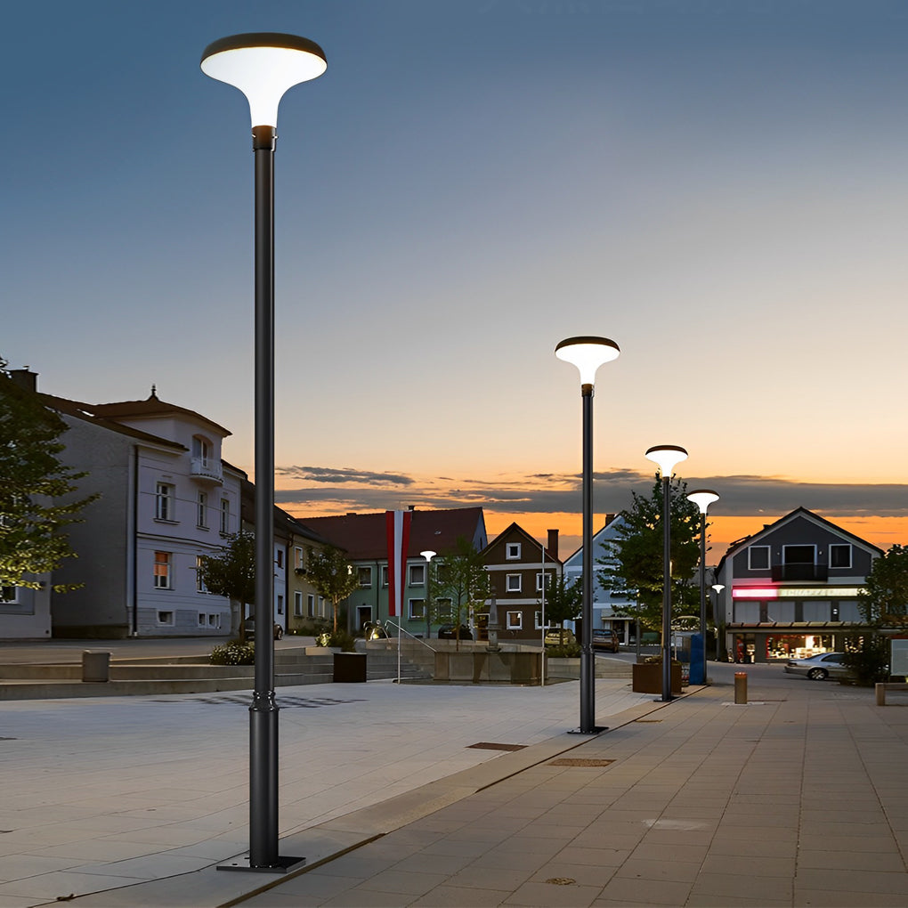 UFO Solar Street Light Waterproof Solar Powered Black LED Pole Lamp