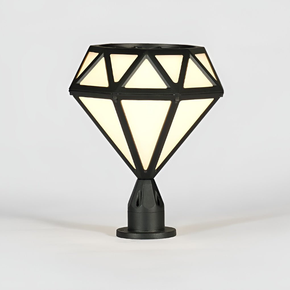 Modern Outdoor Pillar Lights Diamond-Shaped LED Waterproof Light
