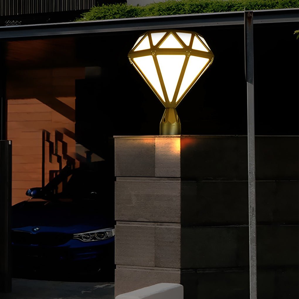 Modern Outdoor Pillar Lights Diamond-Shaped LED Waterproof Light