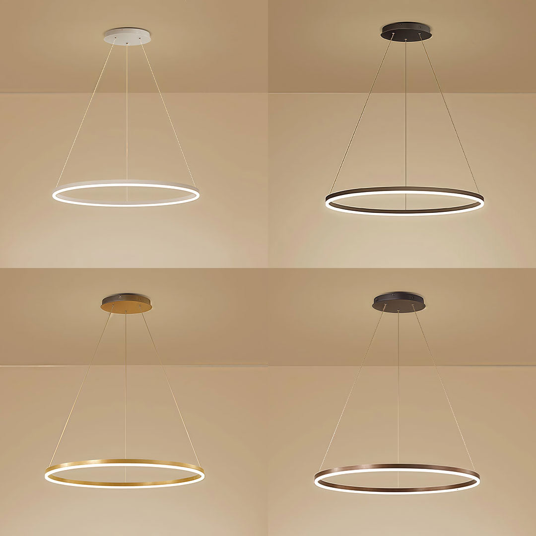 Black LED Ring Chandelier Modern Aluminum Ceiling Light