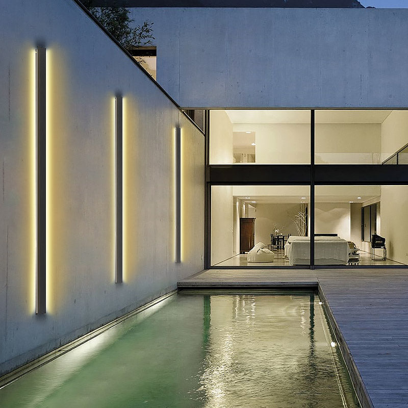 Long Black Outdoor Lights Modern LED Linear Wall Light