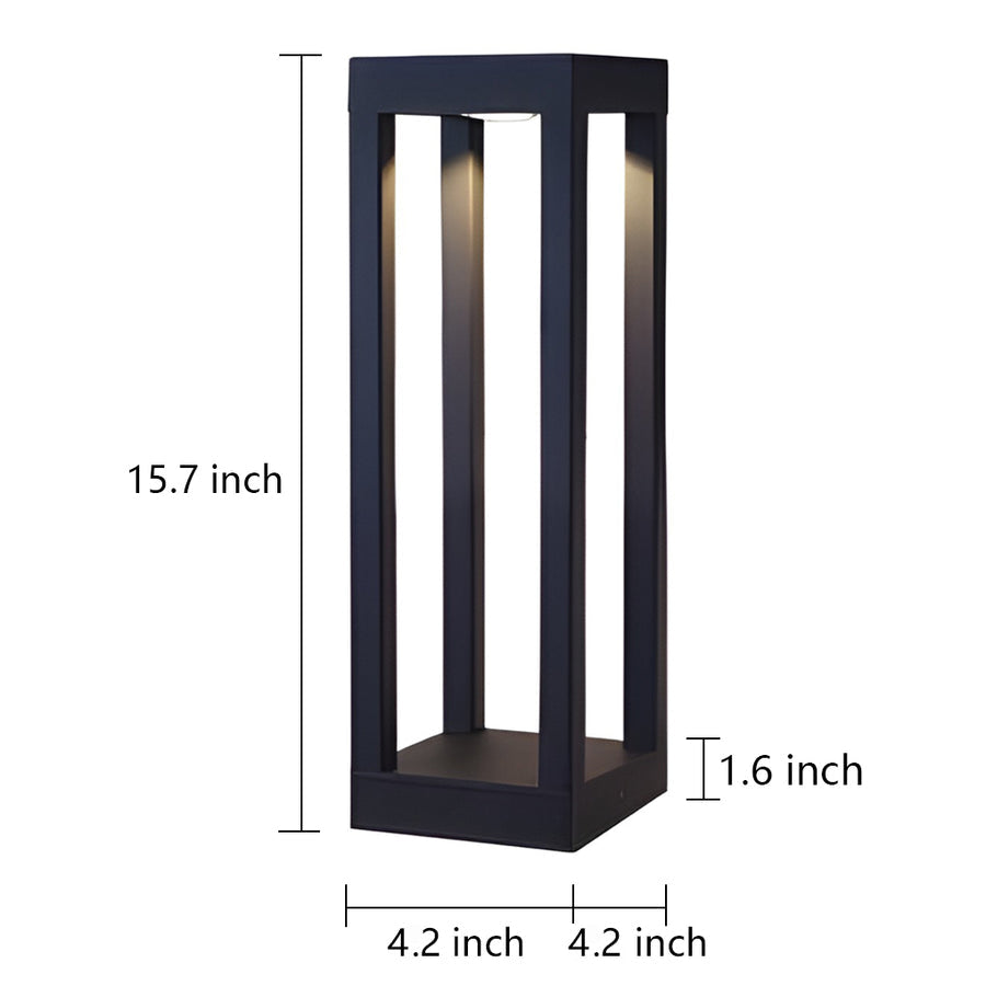 LED Bollard Garden Light Black Aluminum Garden Landscape Light