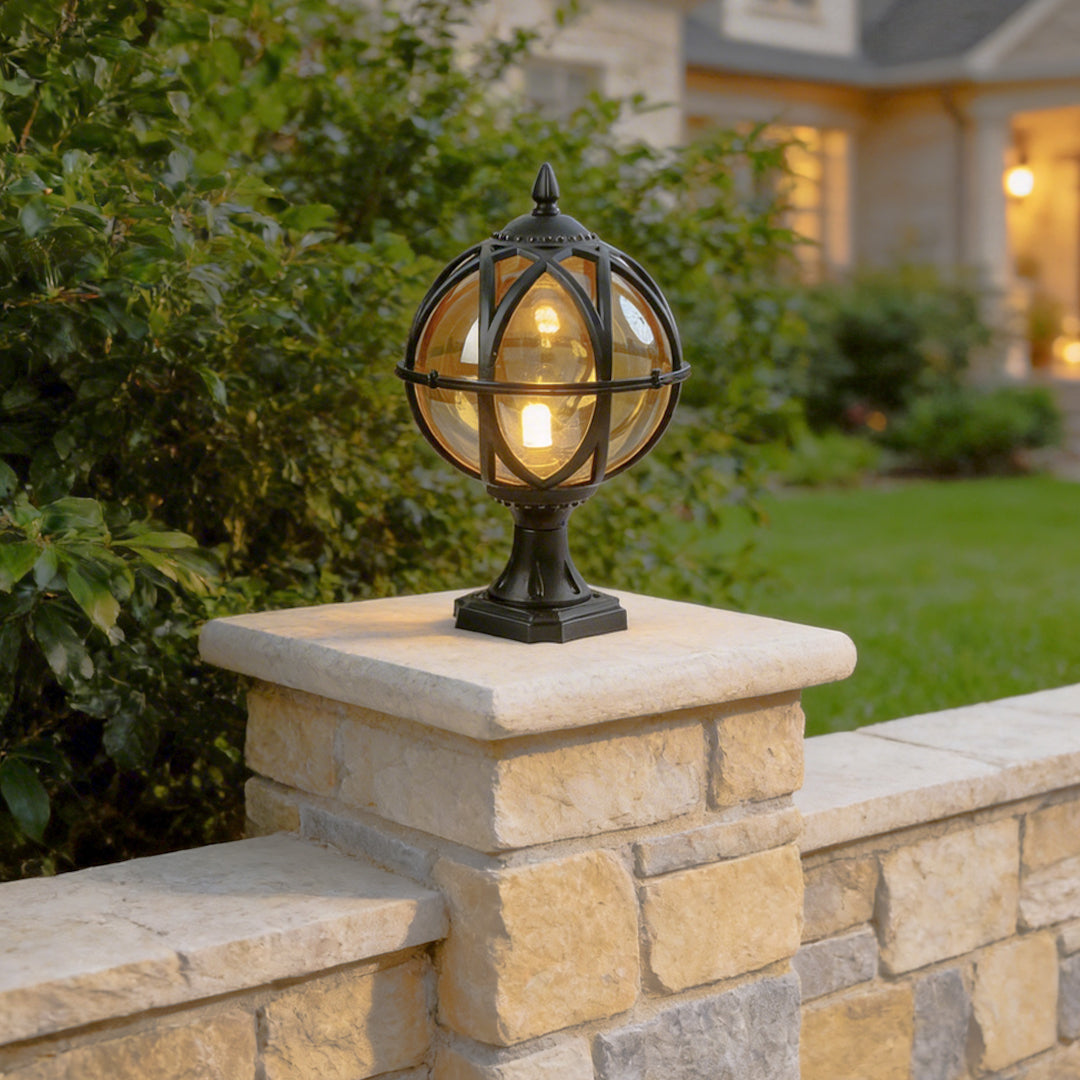 Globe Pillar Lights European Glass Waterproof Outdoor Lamp
