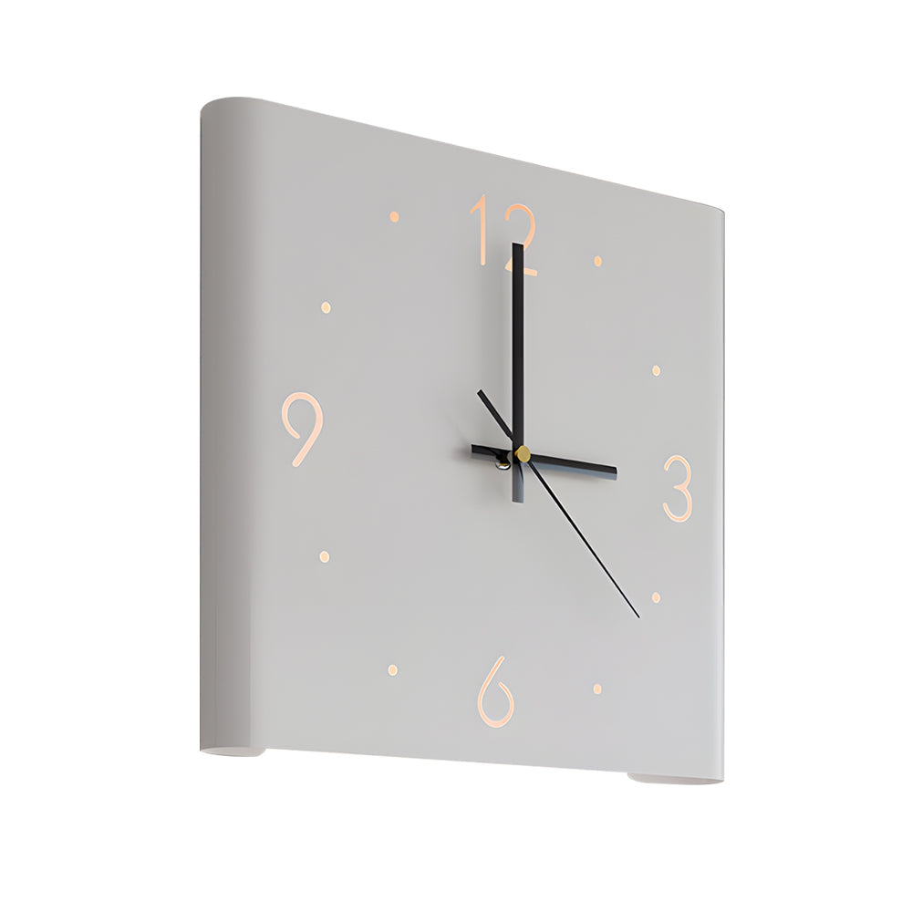 Wall Clock Lamp Modern Square Backlit Metal Light