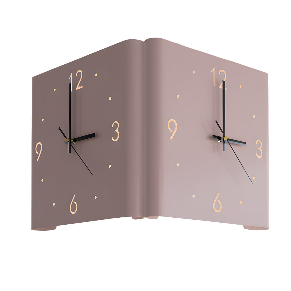 Wall Clock Lamp Modern Square Backlit Metal Light