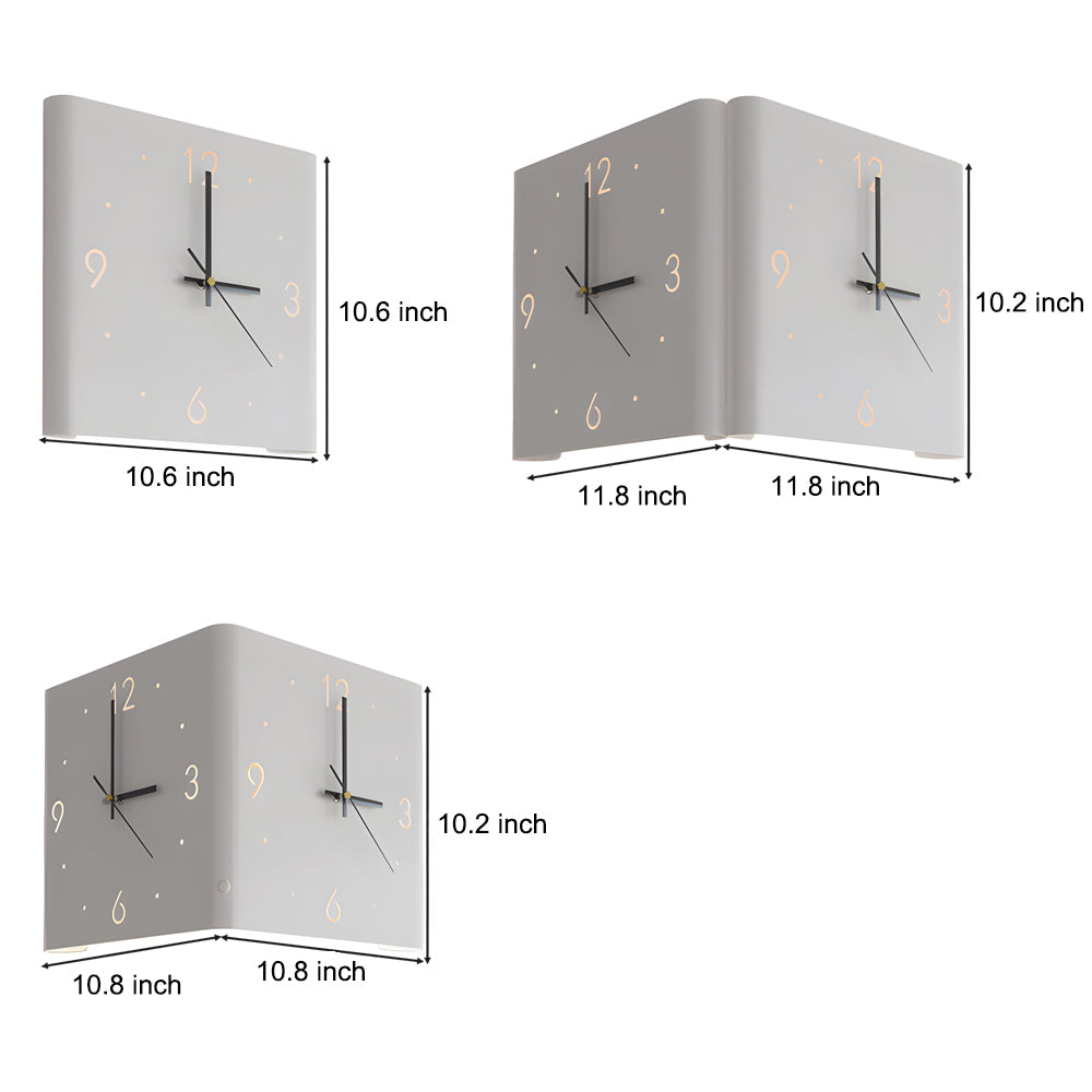 Wall Clock Lamp Modern Square Backlit Metal Light