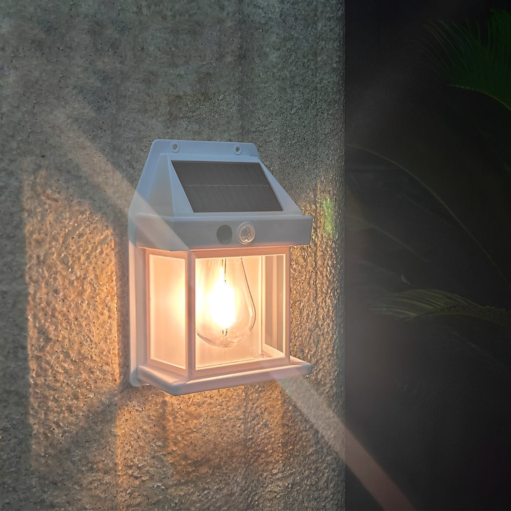 Wall Mount Solar Lantern Tungsten Bulb Motion Sensor Light