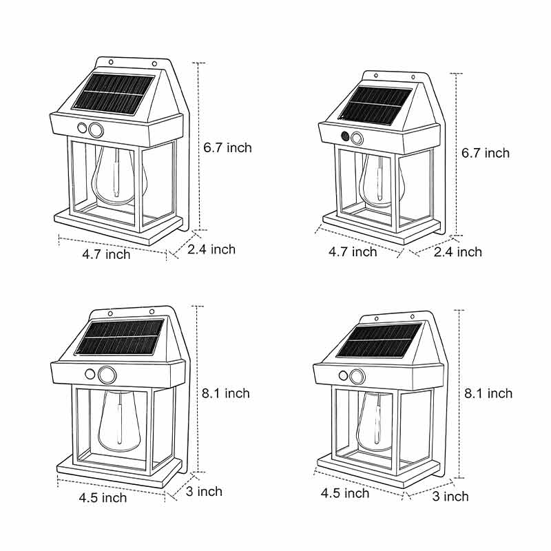 Wall Mount Solar Lantern Tungsten Bulb Motion Sensor Light
