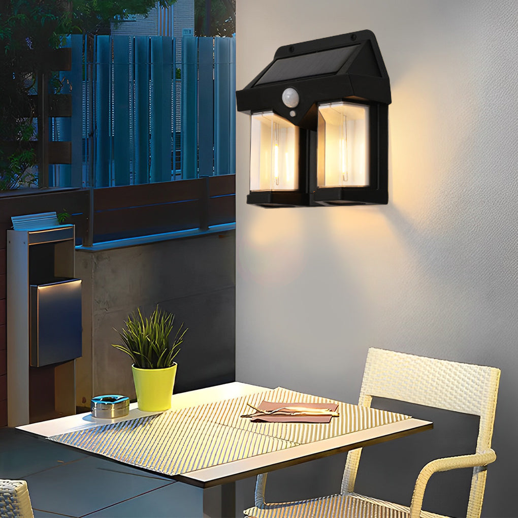 Wall Mount Solar Lantern Tungsten Bulb Motion Sensor Light