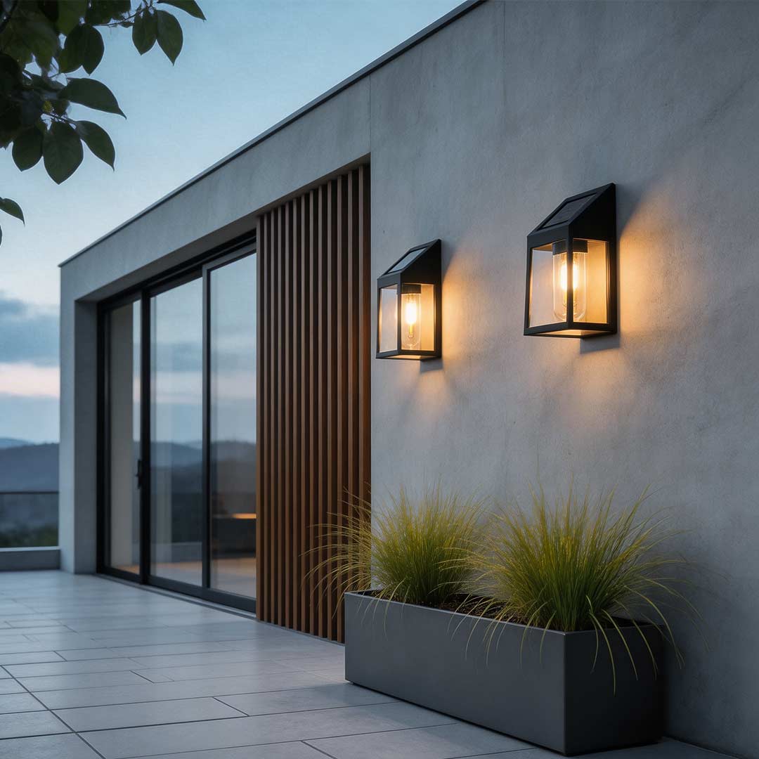 Wall Mount Solar Lantern Tungsten Bulb Motion Sensor Light