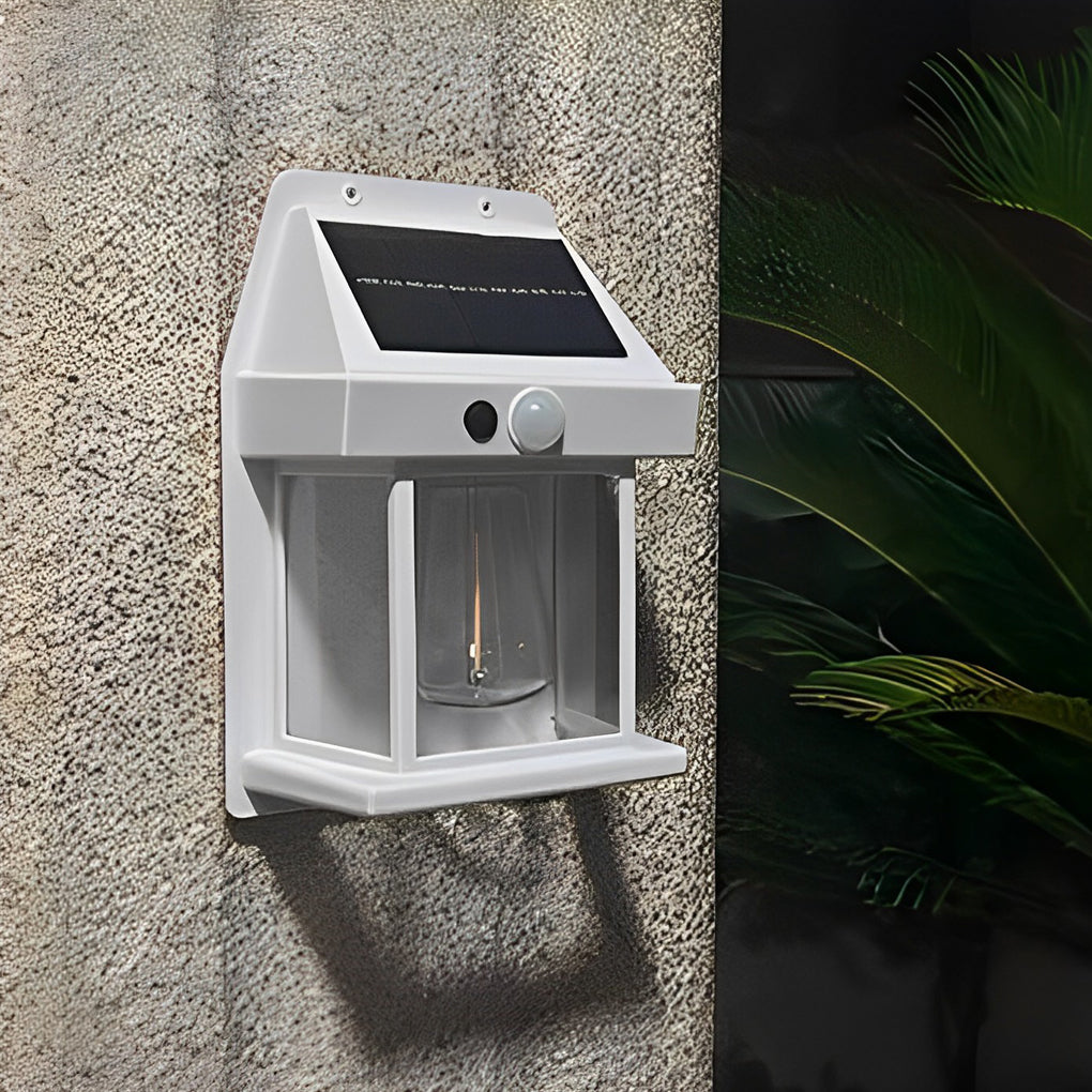 Wall Mount Solar Lantern Tungsten Bulb Motion Sensor Light