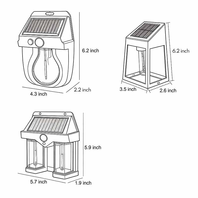 Wall Mount Solar Lantern Tungsten Bulb Motion Sensor Light