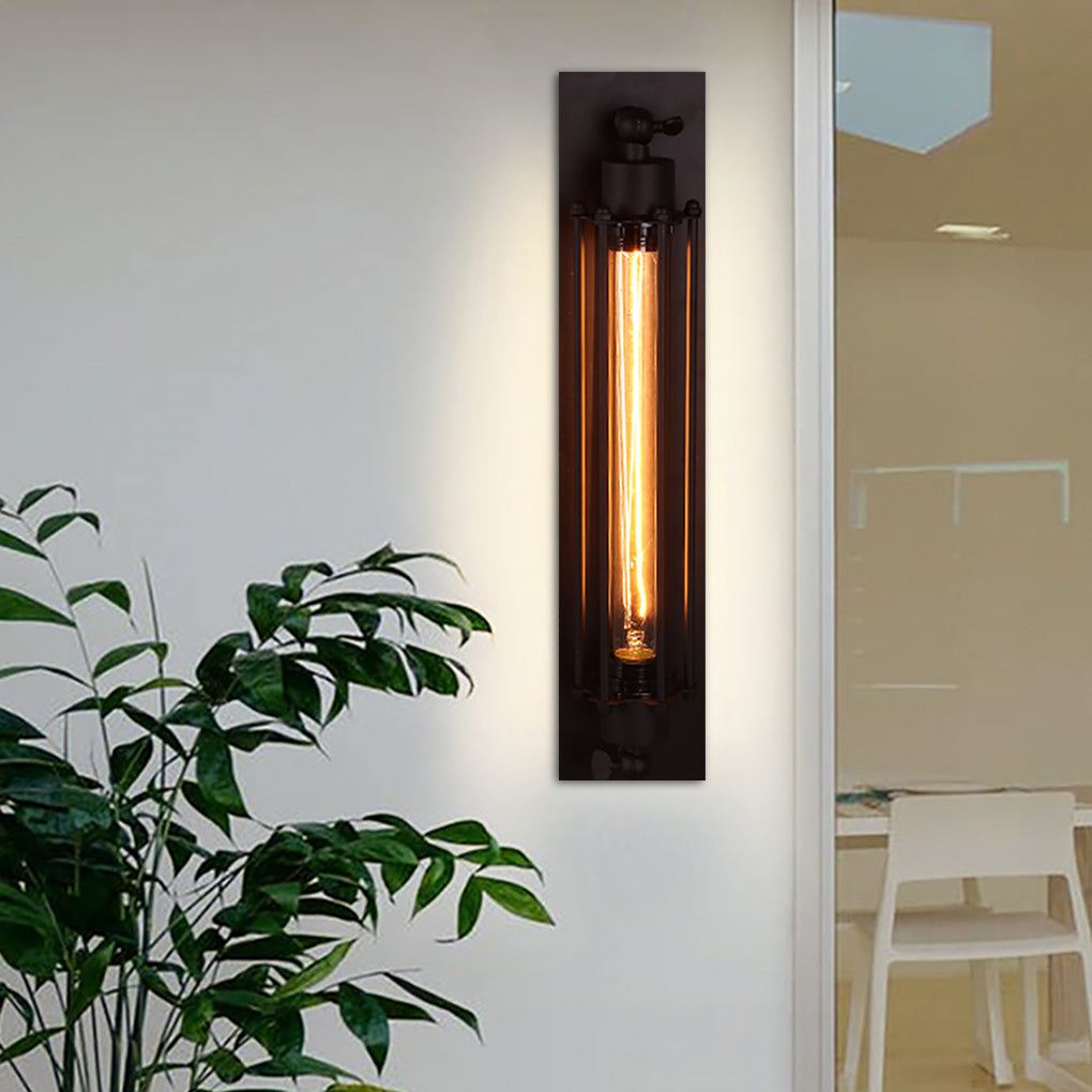 Vintage Industrial Wall Sconce Black Iron Linear Lamp