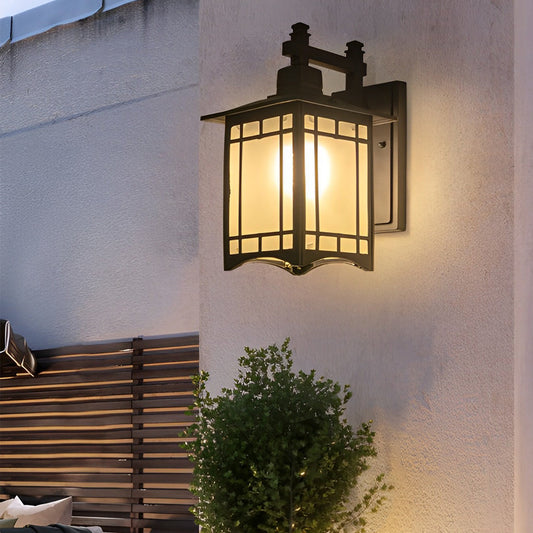 Lantern wall sconce retro LED die-cast aluminum glass lamp