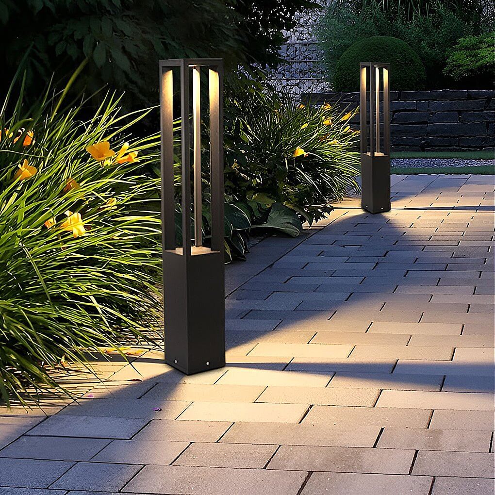 LED Bollard Garden Light Black Aluminum Garden Landscape Light