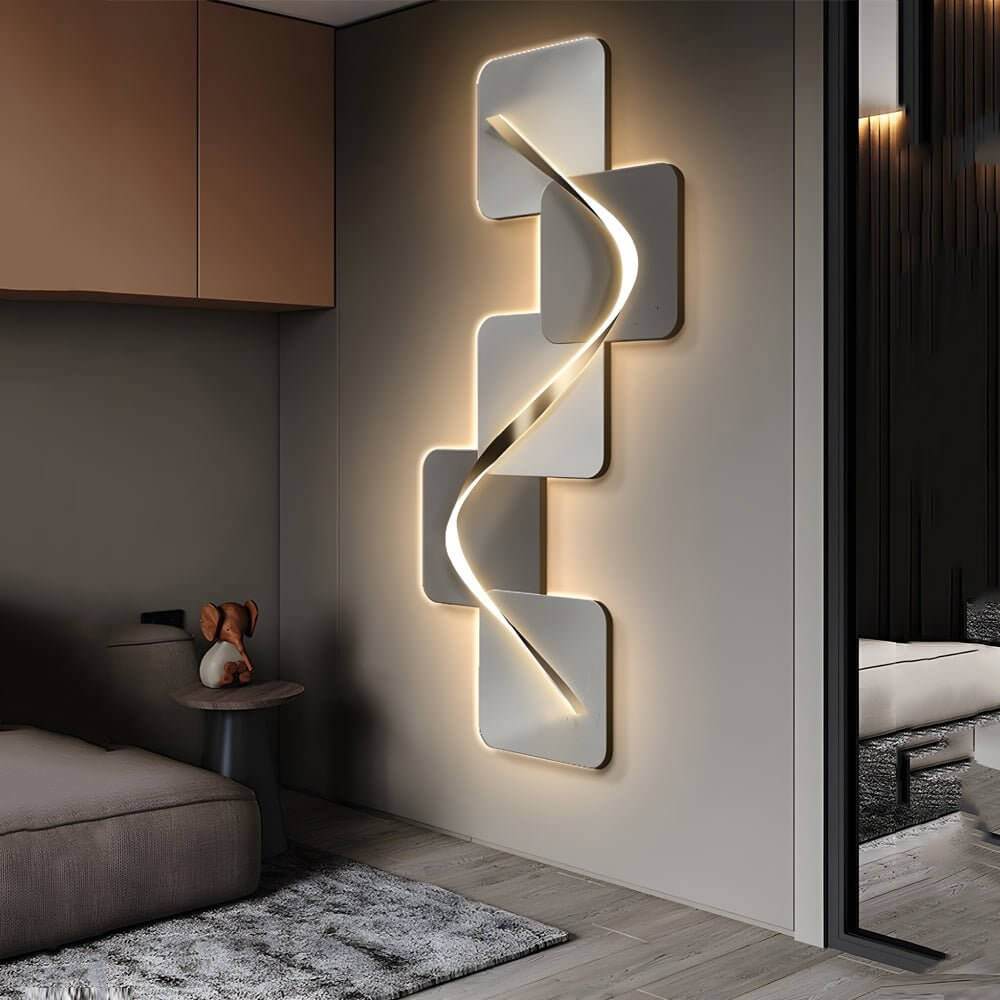 Wave Pattern Wall Sconce Geometric LED Art Decorative Light