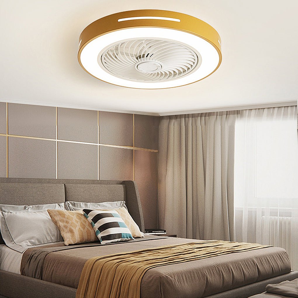 White Ceiling Fan Flush Mount with Light Smart LED Light