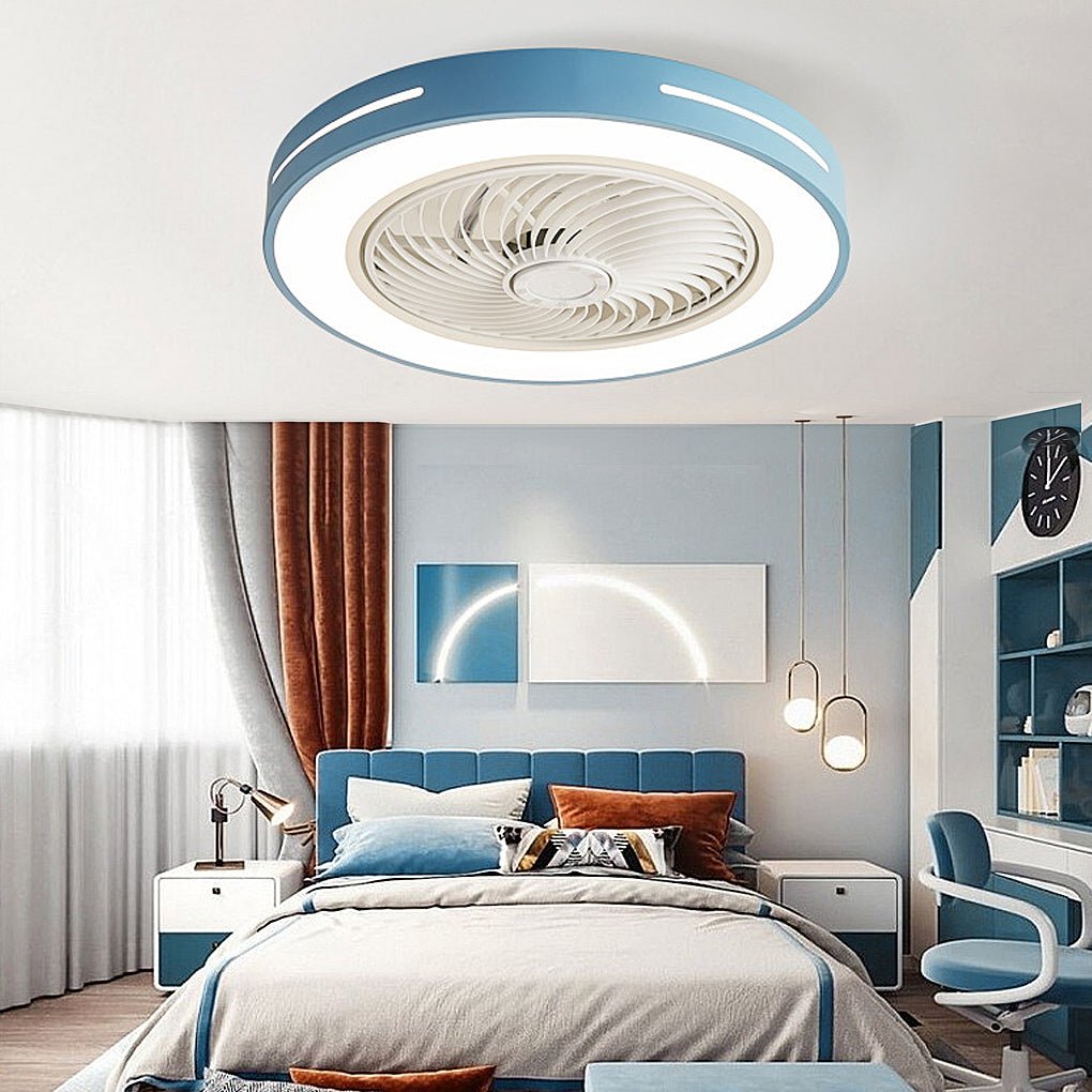 White Ceiling Fan Flush Mount with Light Smart LED Light