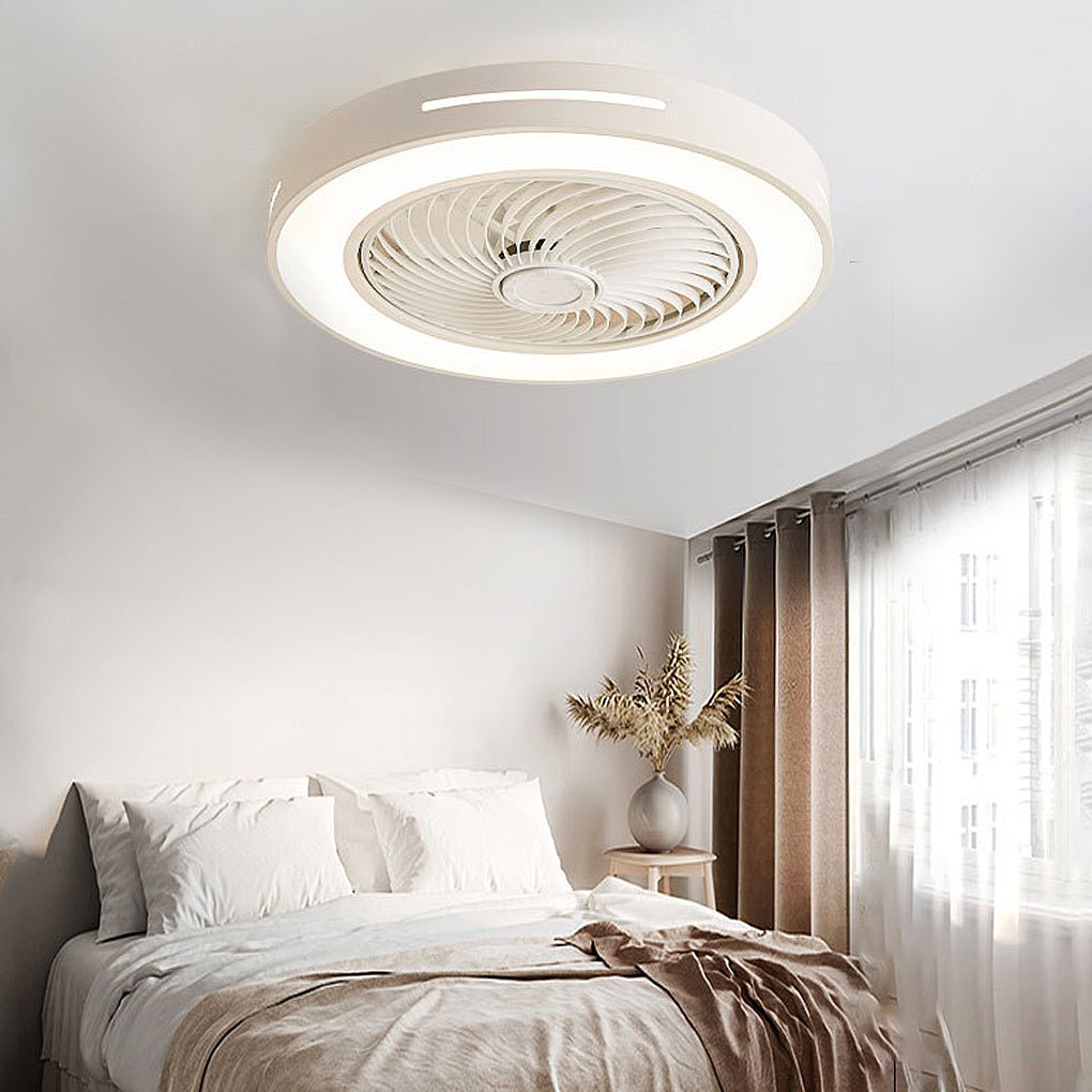 White Ceiling Fan Flush Mount with Light Smart LED Light