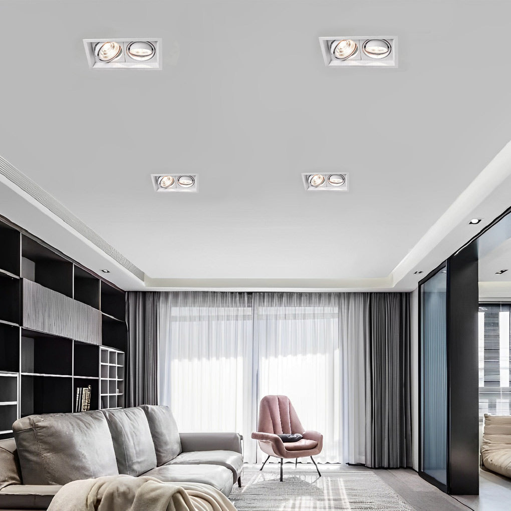 Ceiling Twin Light Rectangular Adjustable Recessed Spotlight