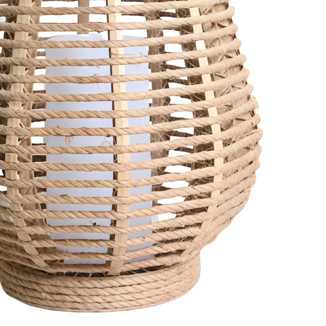 Rattan Solar Lantern Portable Waterproof LED Hemp Rope Hanging Lamp